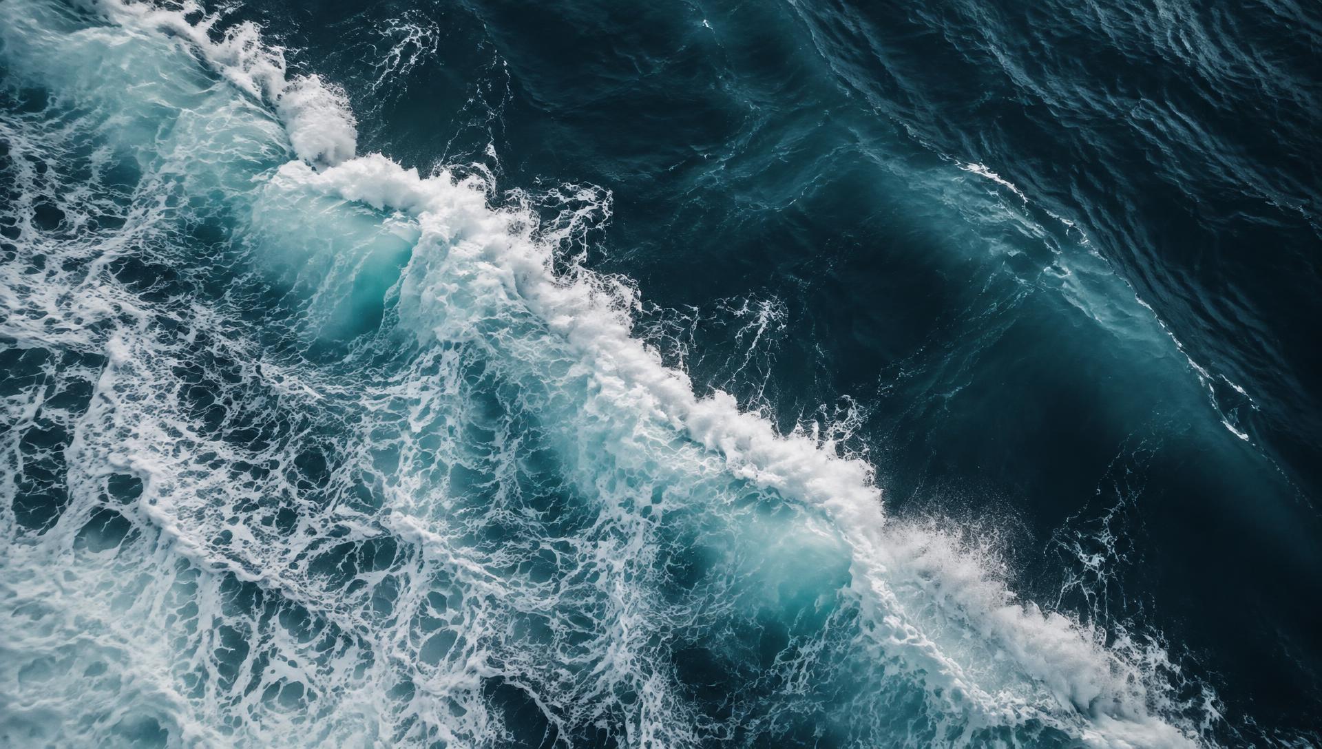 Vue aérienne de vagues sur une mer bleu pétrole